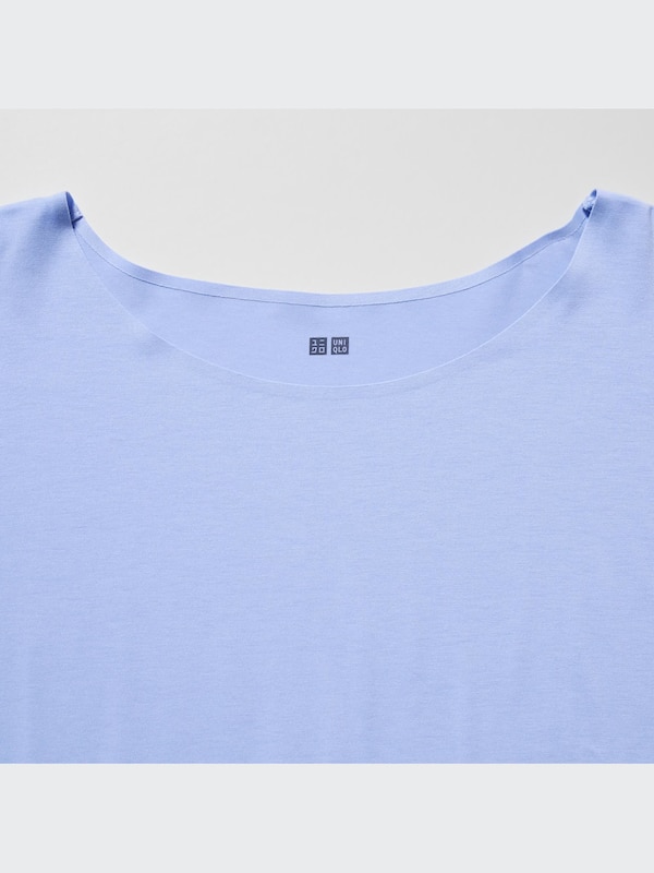 AIRism Seamless Boat Neck Short-Sleeve Long T-Shirt