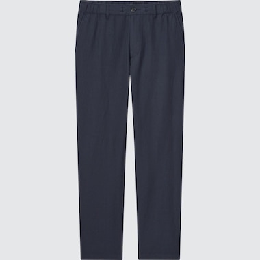 Navy linen blend relaxed fit trousers