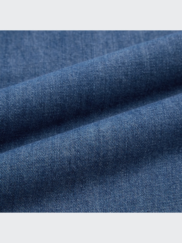 Denim Oversized Stand Collar Long-Sleeve Shirt