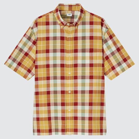 Madras Checked Short Sleeved Shirt (Button-Down Collar)