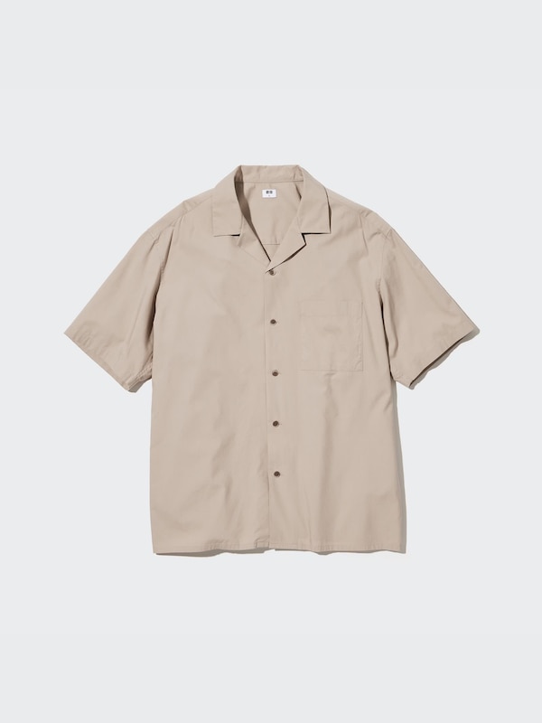 Open Collar Short-Sleeve Shirt
