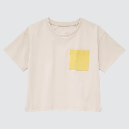 T-Shirt AIRism Cotone A Blocchi Di Colore Girocollo Neonato Bambino