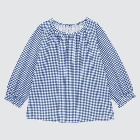 Babies Toddler AIRism Cotton Checked Long Sleeved Top