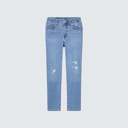 Kids Ultra Stretch Denim Distressed Slim Fit Zip-Fly Jeans