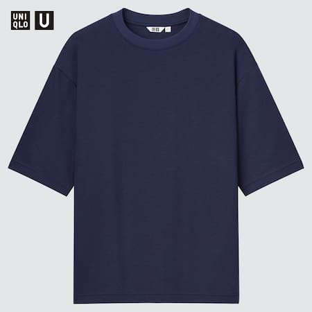 Unisex Uniqlo U AIRism Cotton Oversized Fit Crew Neck Half Sleeved T-Shirt
