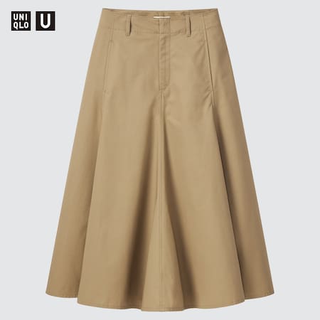 Women Uniqlo U Cotton Twill Flared Skirt