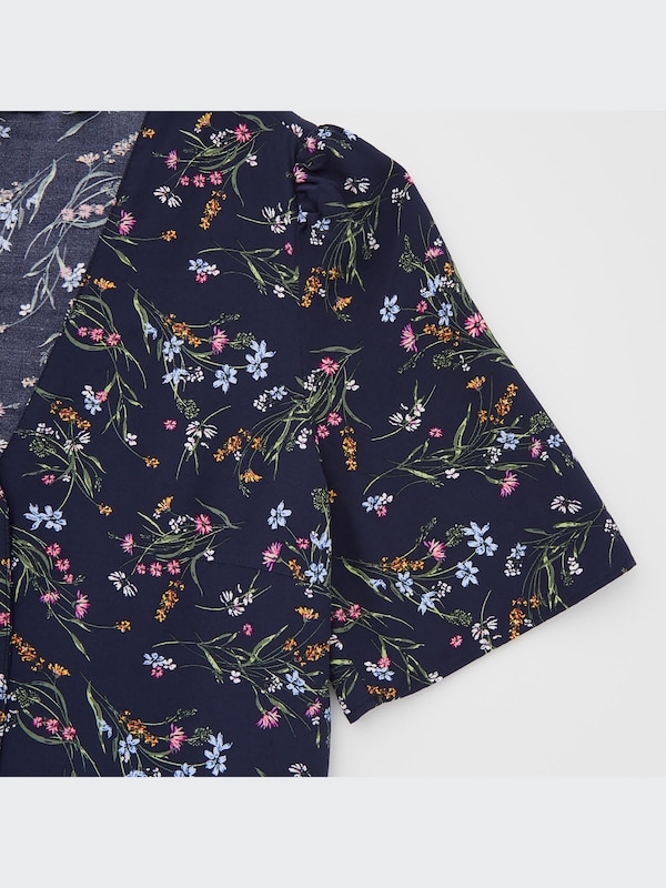 Printed V-Neck Short-Sleeve Flare Dress