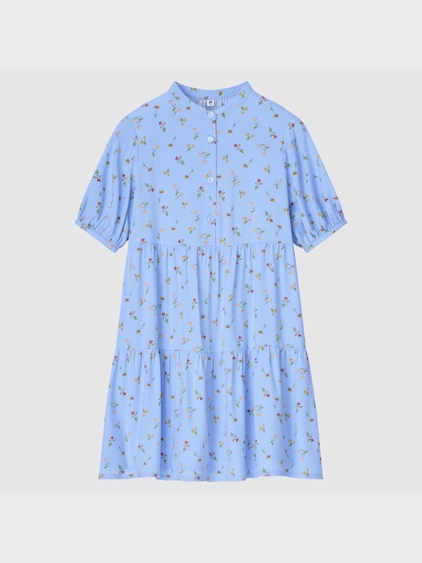 ROBE IMPRIMÉ FLEURS À MANCHES COURTES FILLE
