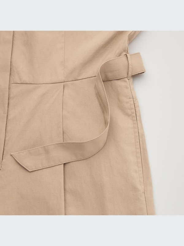 Linen-Blend Short-Sleeve Romper