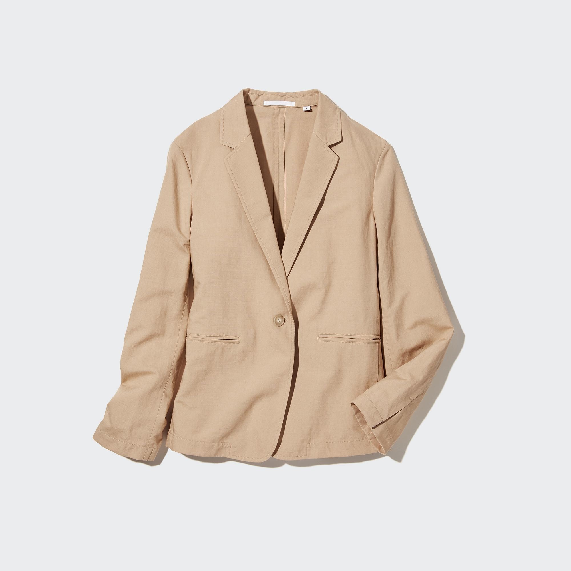 linen blend jacket womens