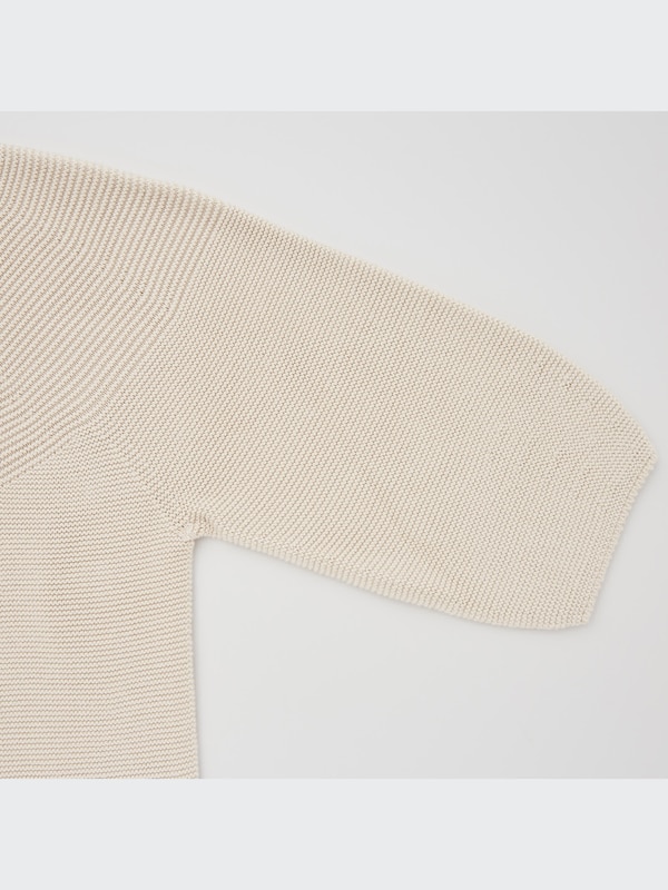 3D Knit Cotton Volume 3/4-Sleeve Sweater