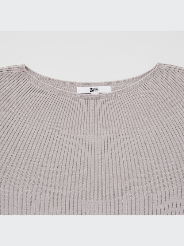 3D Knit Ribbed Boat Neck Sweater