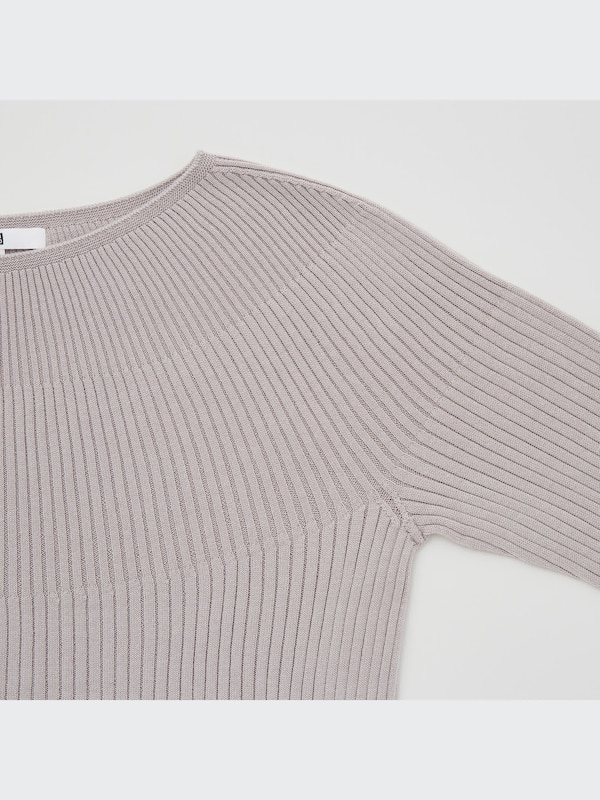 3D Knit Ribbed Boat Neck Sweater