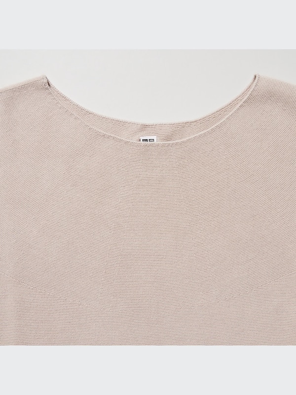 3D Knit Cotton Crew Neck Half-Sleeve Sweater
