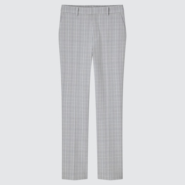WOMEN SMART 2-WAY STRETCH GLEN-CHECKED ANKLE-LENGTH PANTS