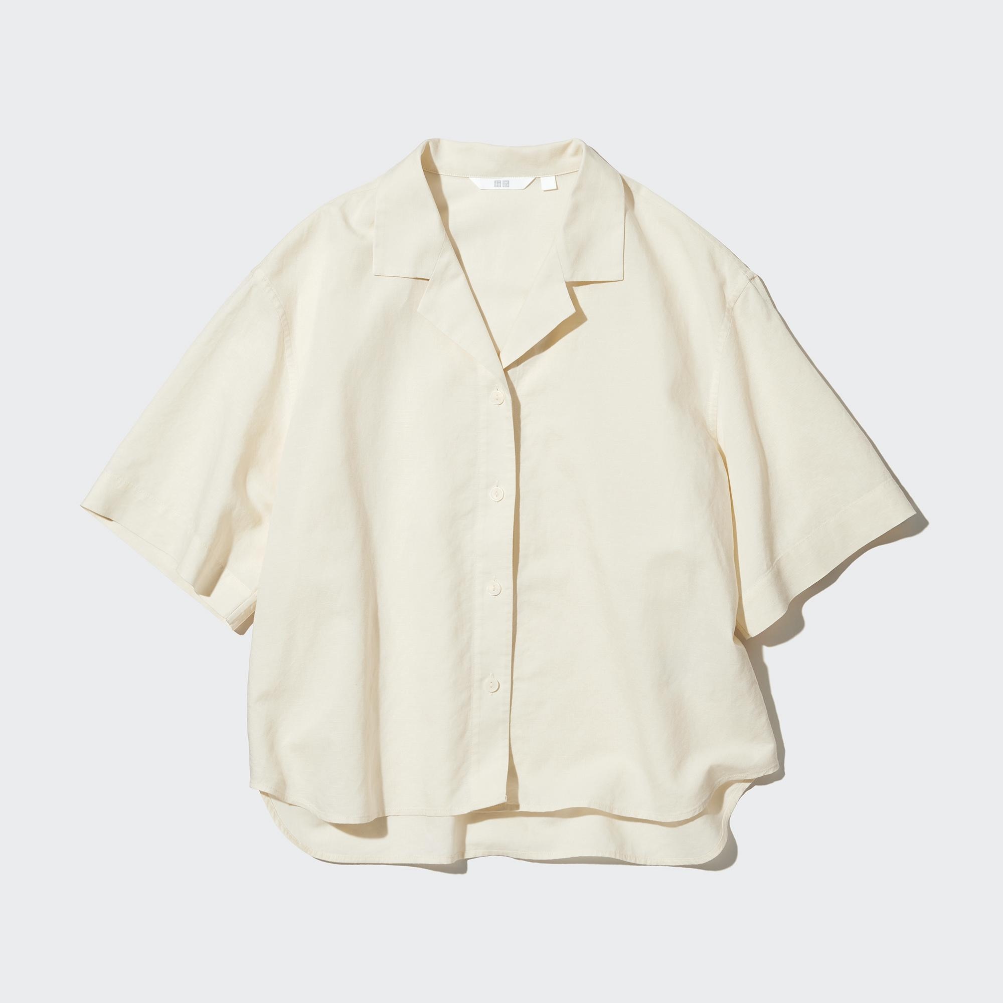 UNIQLO Linen-Blend Open Collar Short-Sleeve Shirt | StyleHint