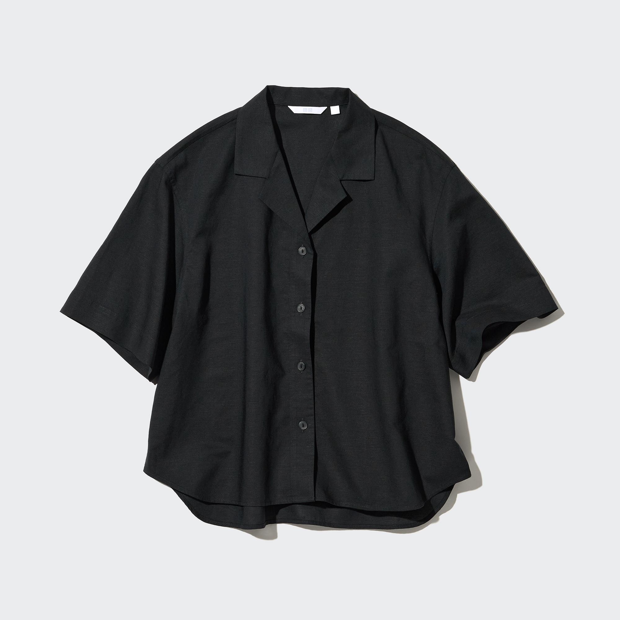 Linen Blend Open Collar Short Sleeved Shirt | UNIQLO UK