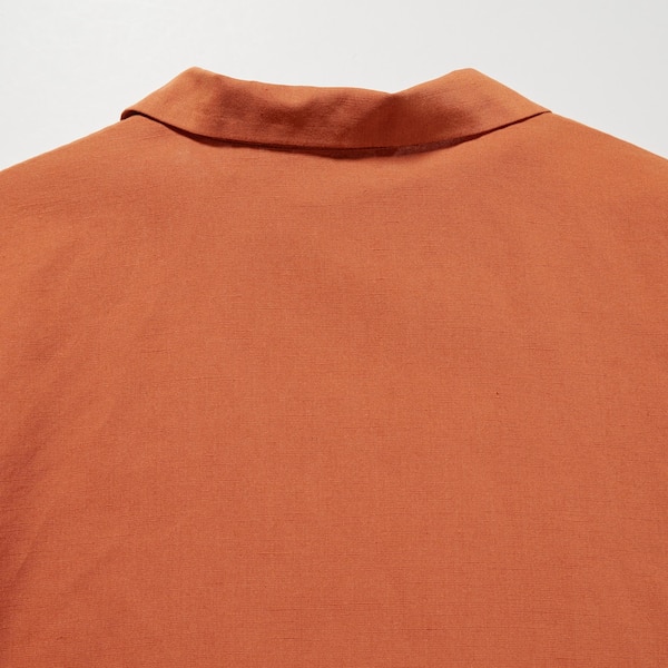 Linen-Blend Open Collar Short-Sleeve Shirt | UNIQLO US