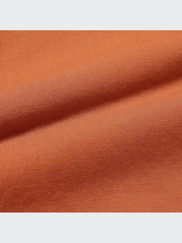 Linen-Blend Open Collar Short-Sleeve Shirt
