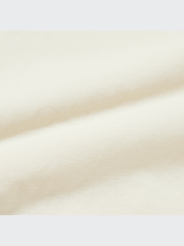 Linen-Blend Open Collar Short-Sleeve Shirt