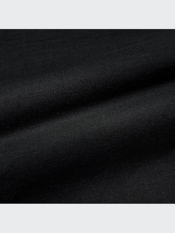 Linen-Blend Open Collar Short-Sleeve Shirt