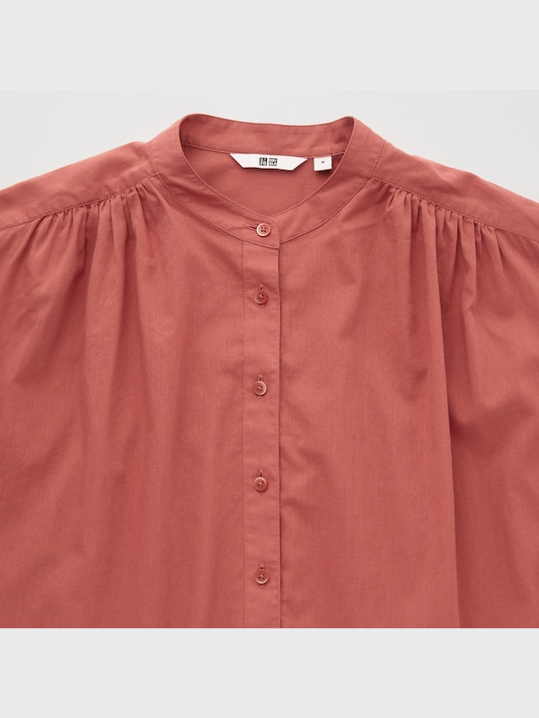 Cotton Gathered 3/4-Sleeve Tunic