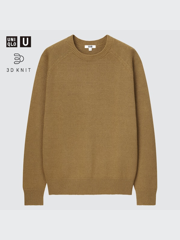 U 3D KNIT CREW NECK LONG SLEEVE SWEATER