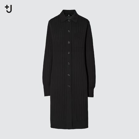 Women +J 100% Extra Fine Merino Wool Ribbed Long Cardigan