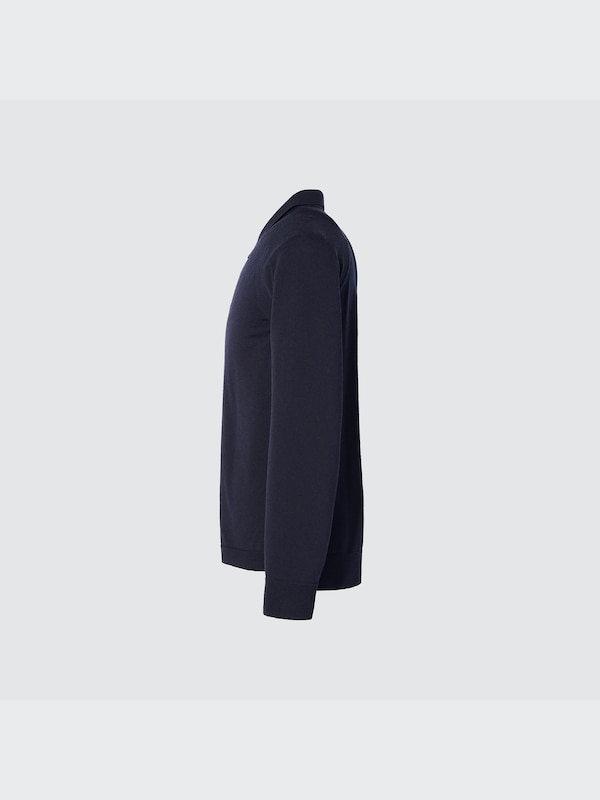 +J Merino Blend Knitted Long-Sleeve Polo Shirt