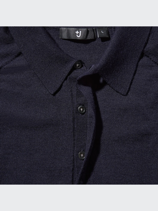 +J Merino Blend Knitted Long-Sleeve Polo Shirt