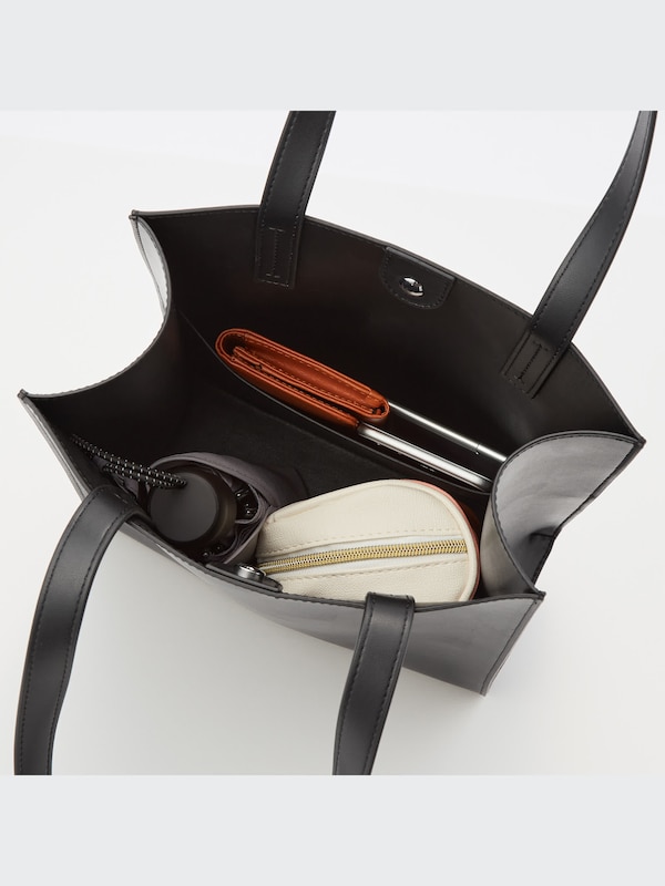 Square Faux Leather Tote Bag