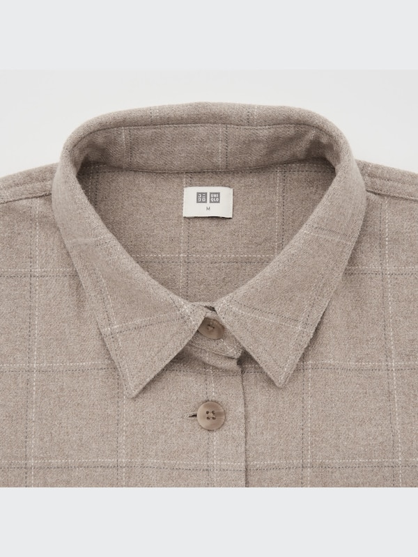 Heavy Flannel Cropped Long-Sleeve Shirt Jacket