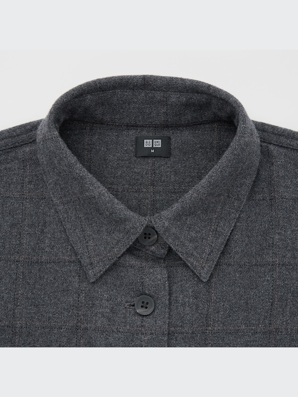 Heavy Flannel Cropped Long-Sleeve Shirt Jacket