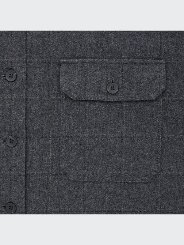 Heavy Flannel Cropped Long-Sleeve Shirt Jacket