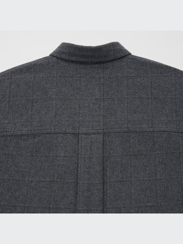 Heavy Flannel Cropped Long-Sleeve Shirt Jacket