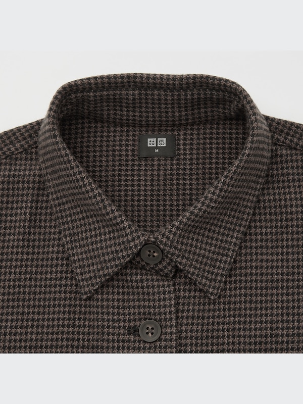Heavy Flannel Cropped Long-Sleeve Shirt Jacket