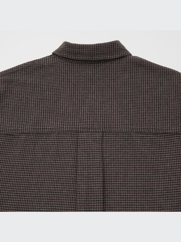 Heavy Flannel Cropped Long-Sleeve Shirt Jacket