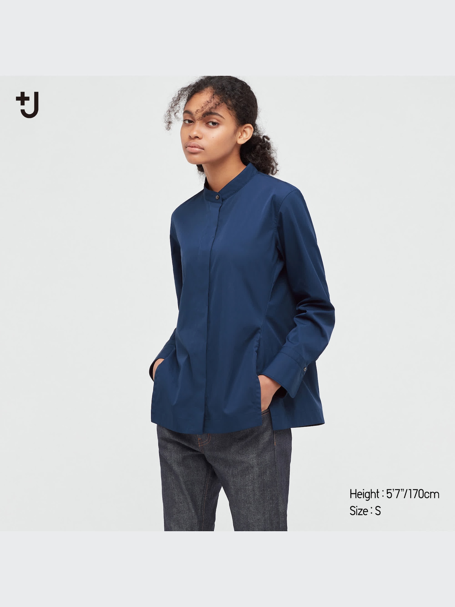 J Supima® Cotton Stand Collar Long-Sleeve Shirt | UNIQLO US