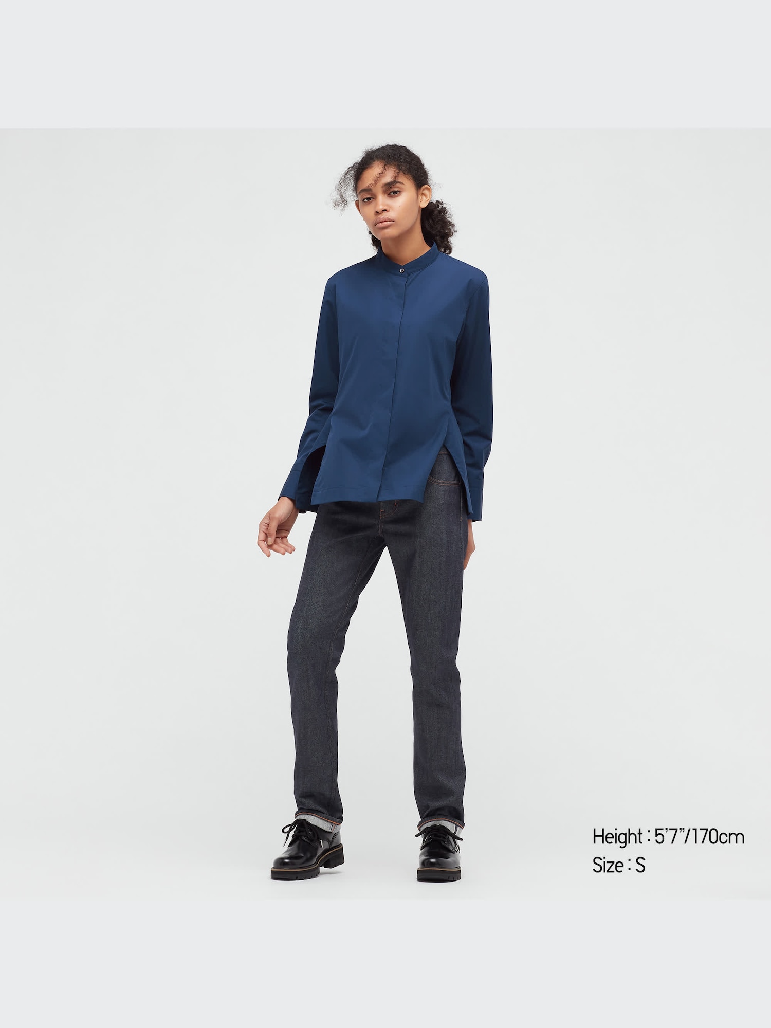 J Supima® Cotton Stand Collar Long-Sleeve Shirt | UNIQLO US