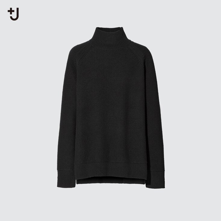 WOMEN +J PREMIUM LAMBSWOOL CABLE HIGH NECK LONG-SLEEVE SWEATER