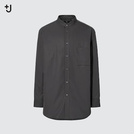 Men +J 100% Supima Cotton Oversized Shirt (Grandad Collar)