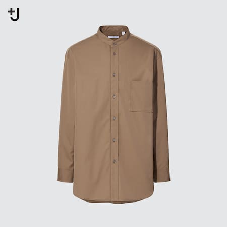 Men +J 100% Supima Cotton Oversized Shirt (Grandad Collar)