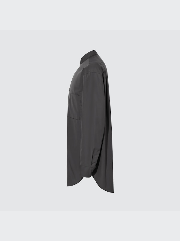 +J Supima® Cotton Oversized Stand Collar Long-Sleeve Shirt