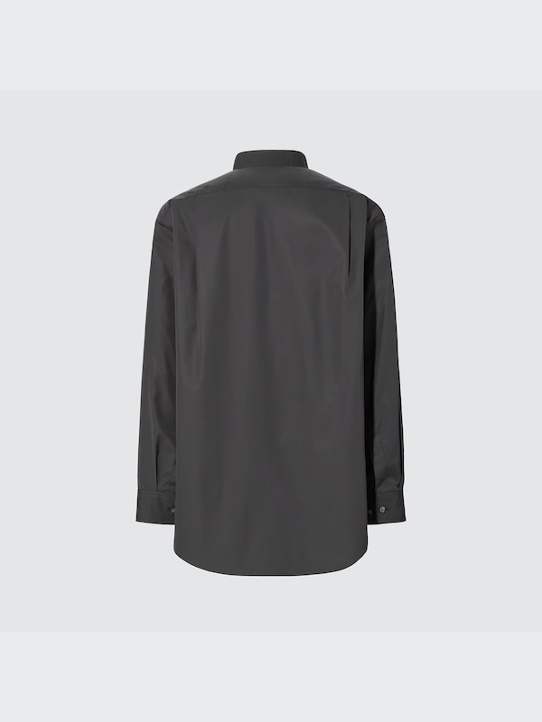 +J Supima® Cotton Oversized Stand Collar Long-Sleeve Shirt