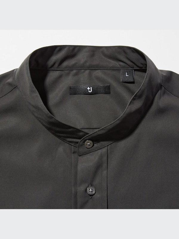 +J Supima® Cotton Oversized Stand Collar Long-Sleeve Shirt