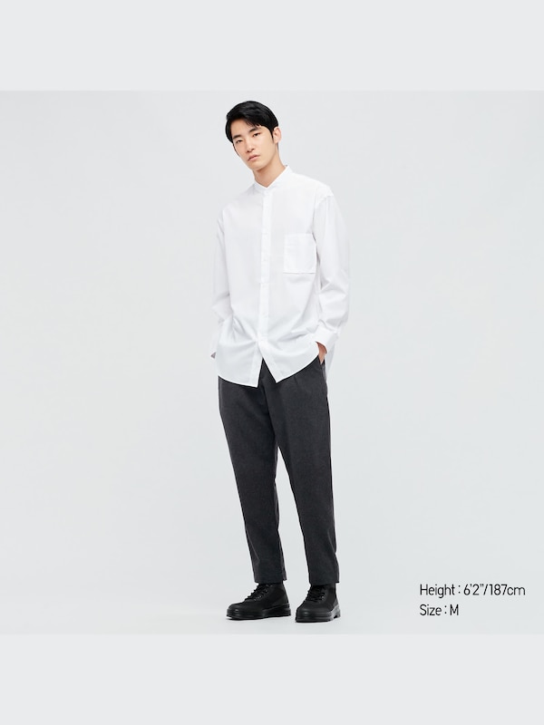 +J Supima® Cotton Oversized Stand Collar Long-Sleeve Shirt