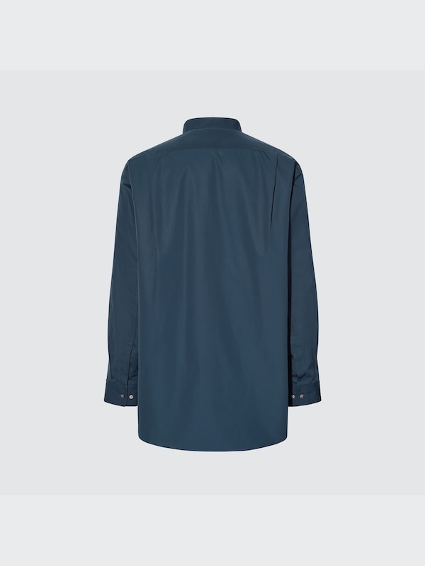 +J Supima® Cotton Oversized Stand Collar Long-Sleeve Shirt