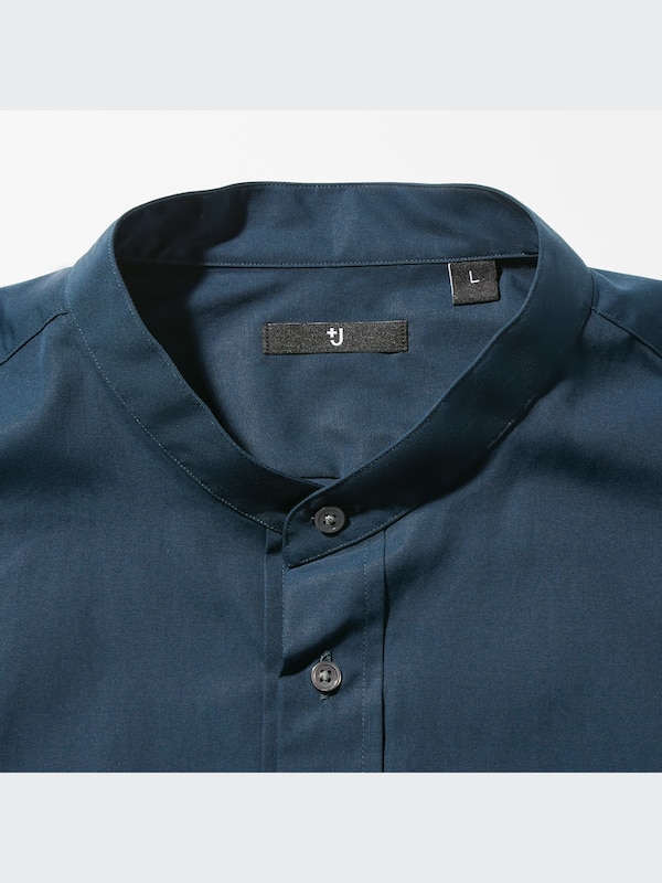 +J Supima® Cotton Oversized Stand Collar Long-Sleeve Shirt