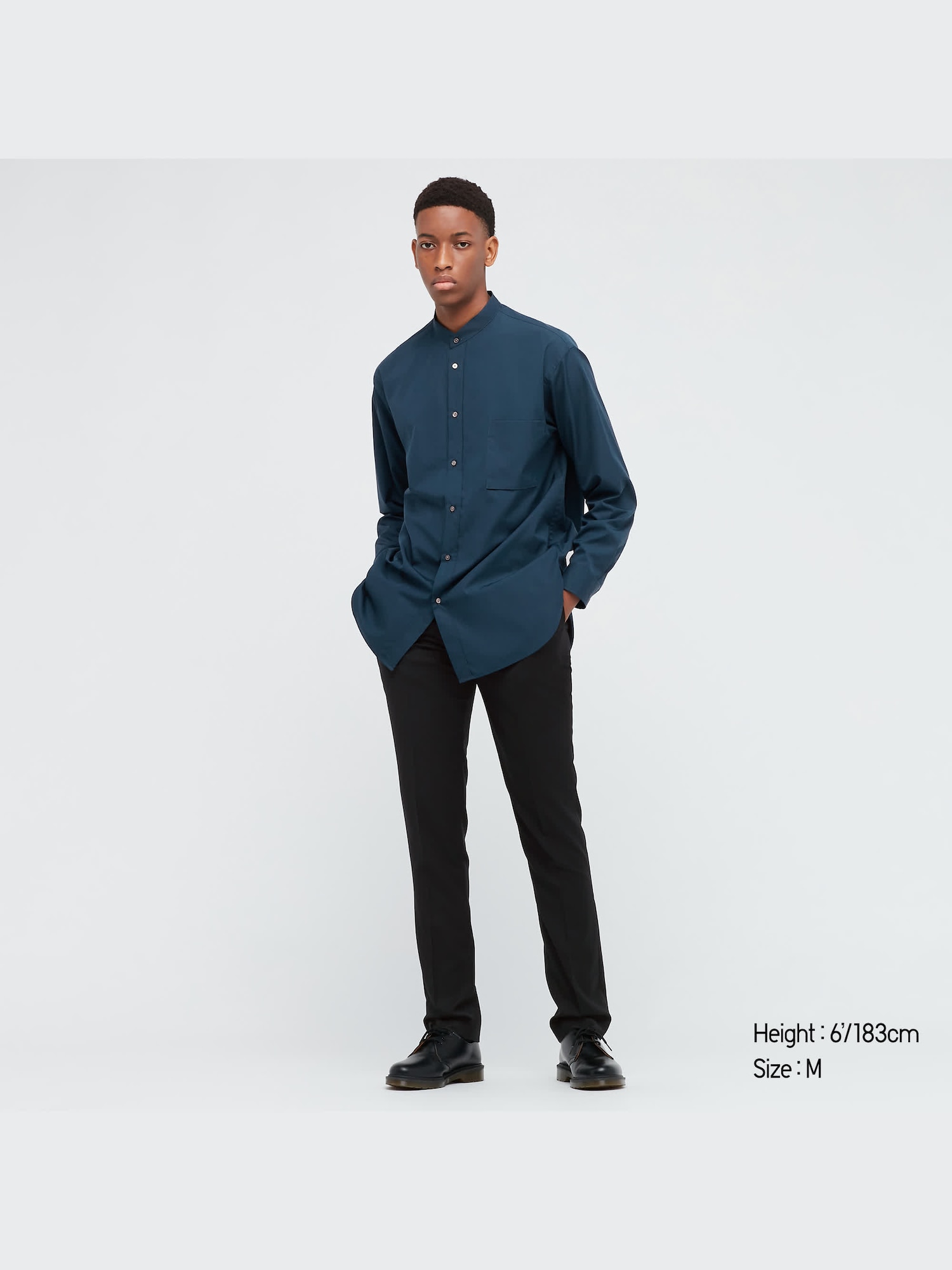J Supima® Cotton Oversized Stand Collar Long-Sleeve Shirt