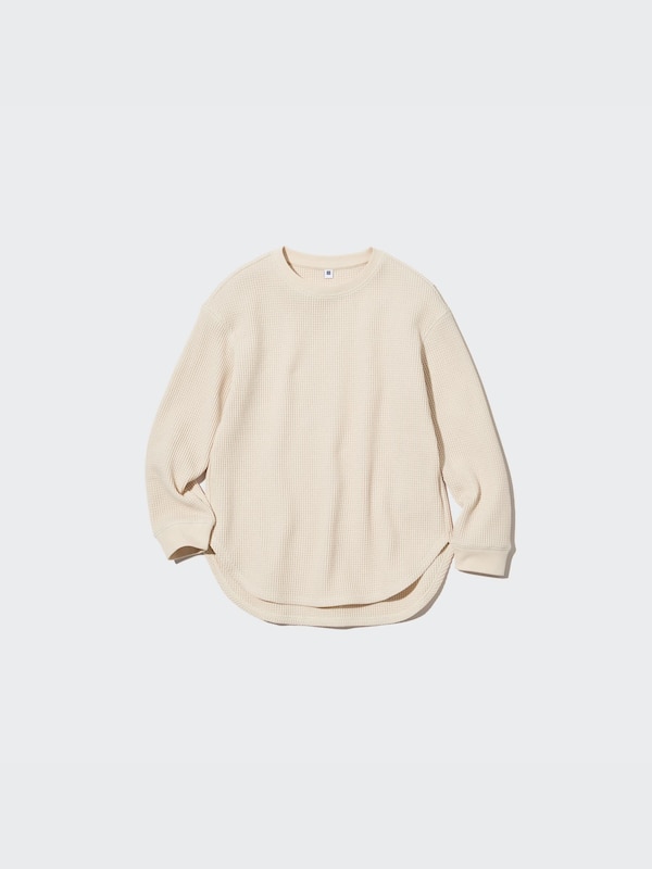 Waffle Long-Sleeve Crew Neck Tunic